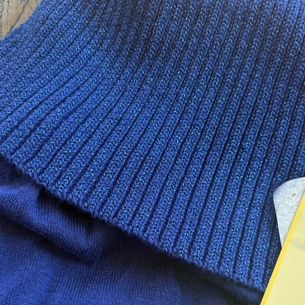 Michael Kors Women's Off-the-Shoulder Fold-Over Collar Sweater in Royal Blue